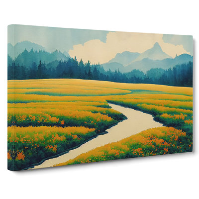 Carefree Spring Meadow Landscape - Wrapped Canvas