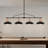4-light Industrial Linear Black Gold Bowl-shaped  Chandelier Modern Metal Kitchen Island Lights For Dining Room