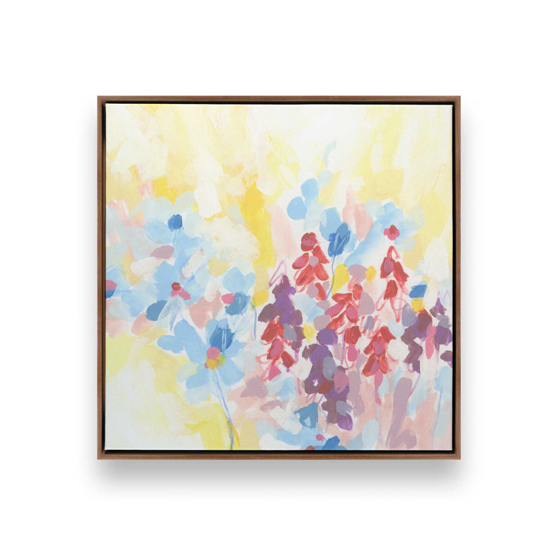 «Bright Abstract Wildflowers I» par June Erica Vess, reproduction d'art sur toile, H 20 po x l 20 po, Brun