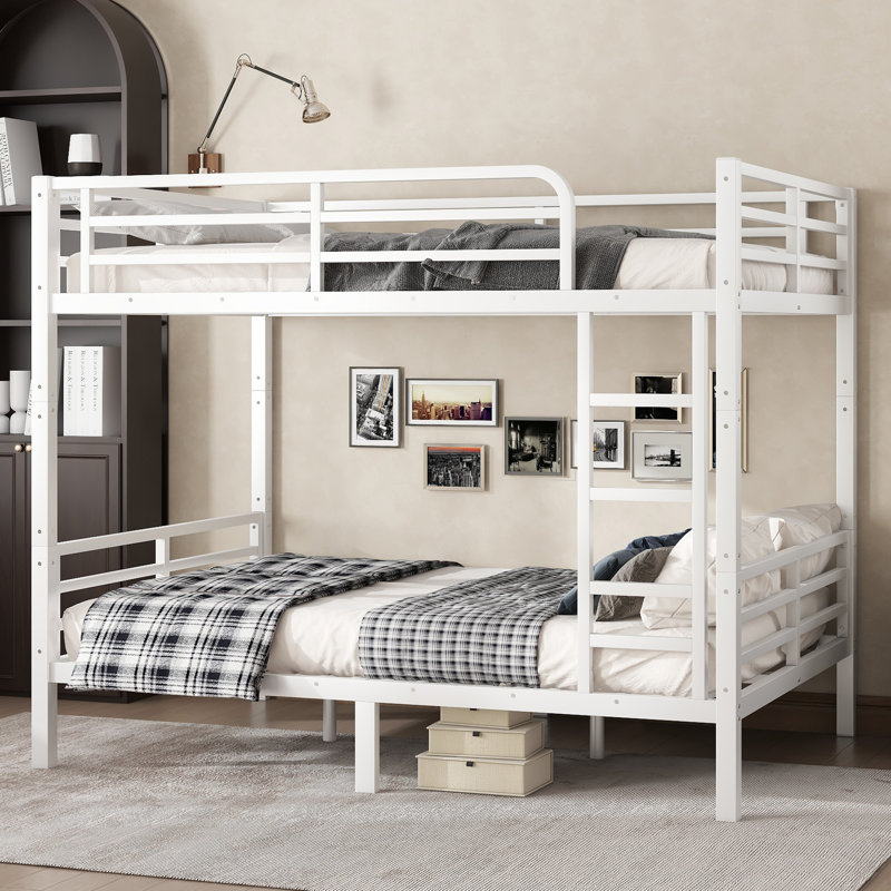 Metal Full XL Over Full XL Bunk Bed for Teens and Adults, Space-Saving, Noise-Reduced, No Box Spring Needed