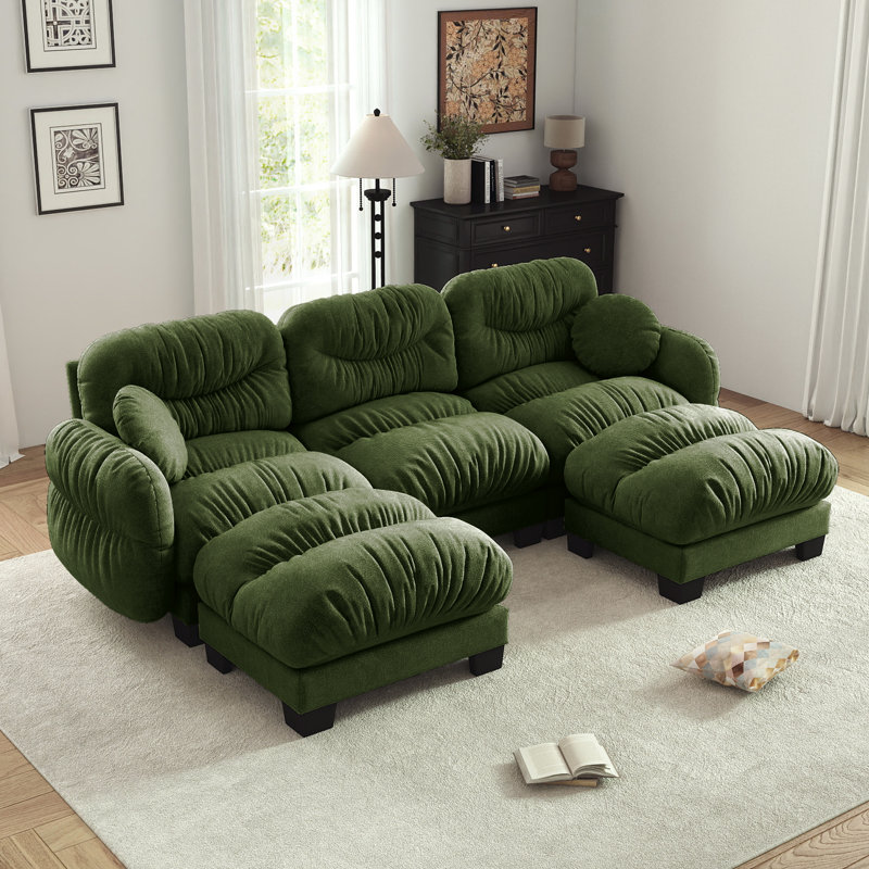 Canapé modulaire en U 116 po 3 places modulaire en chenille 116 po, Vert