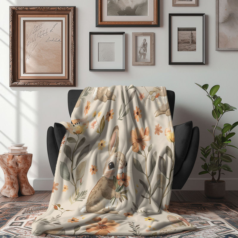 Boho Bunny - 1 pièce Sherpa Premium, L 50 po x L 60 po