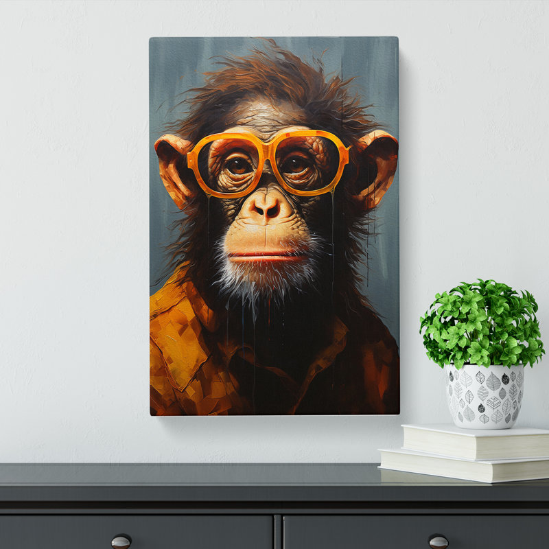 Monkey With Glasses No.2 - No Frame Print, 76cm H x 50cm W x 3cm D
