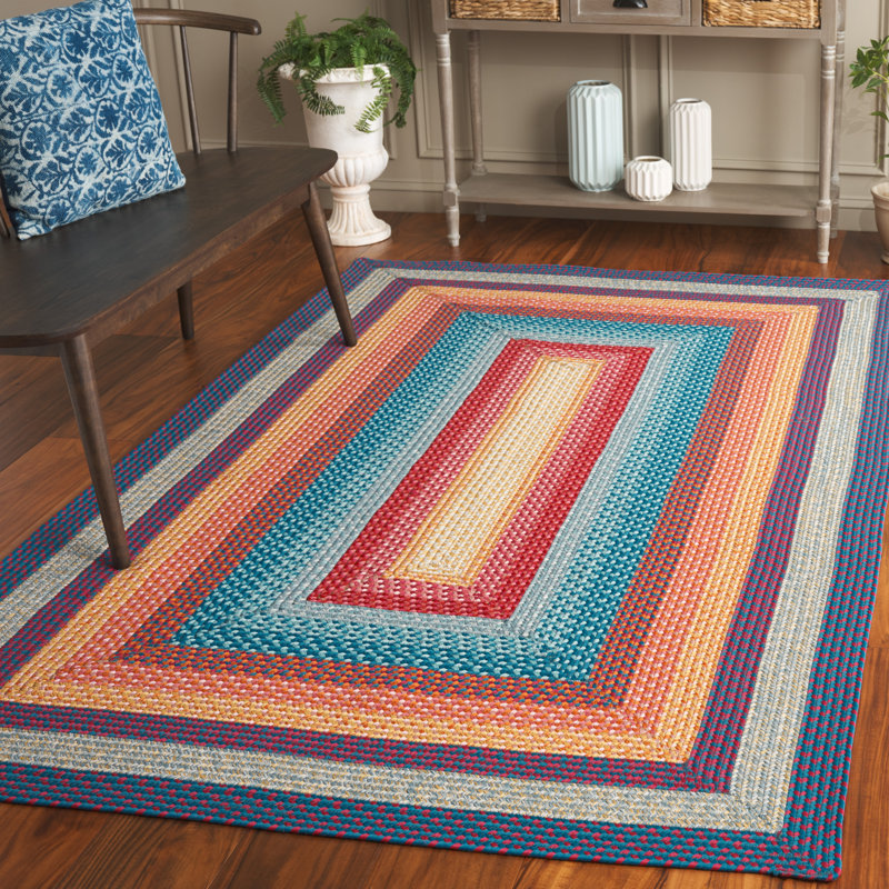 Tapis intérieur / extérieur Ceaira Performance, Red/Orange, Rectangle de 5 pi x 8 pi