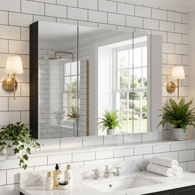 Daciano 100cm W 60cm H Surface Mount Mirror Cabinet 