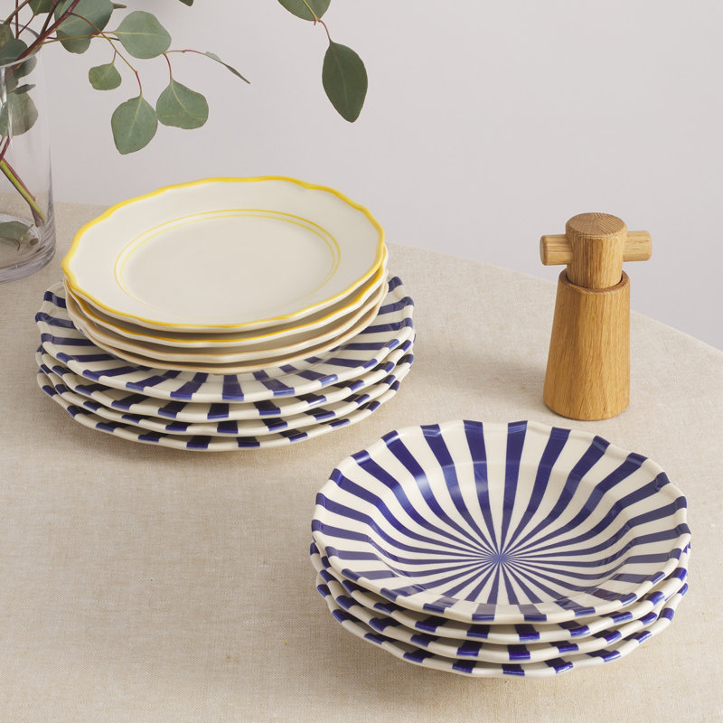 12 Piece Mixed Dinnerware Set with Pasta Bowl - MGM, Blue/Yellow