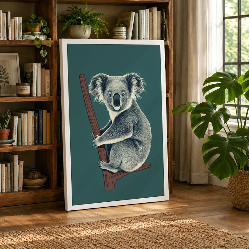 Koala on Branch Modern - Wrapped Canvas, 24x16 - 61.0 x 40.6 cm, White Border