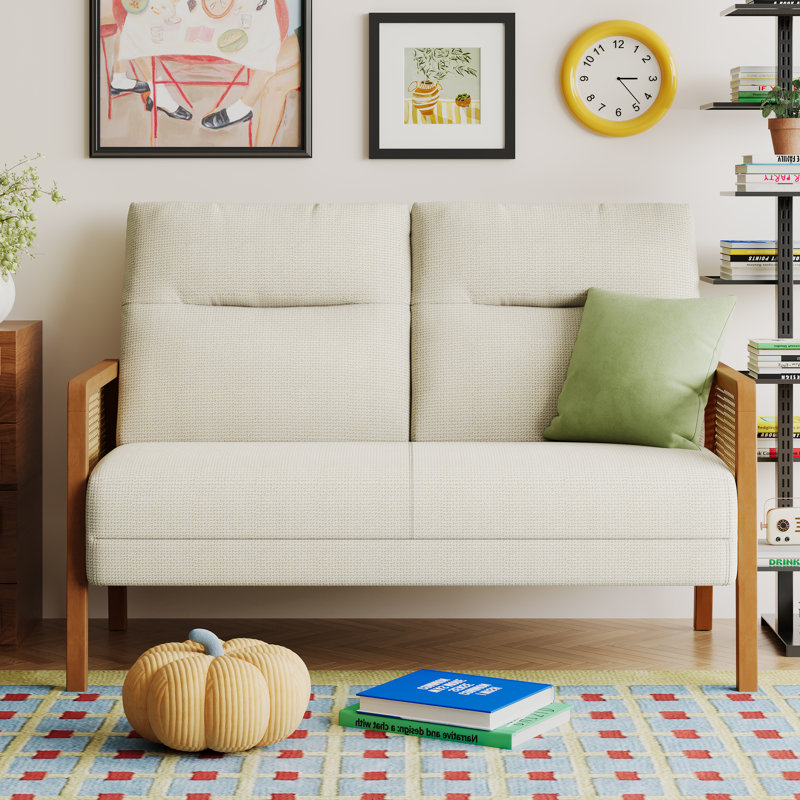 48'' Upholstered Loveseat, Ivory