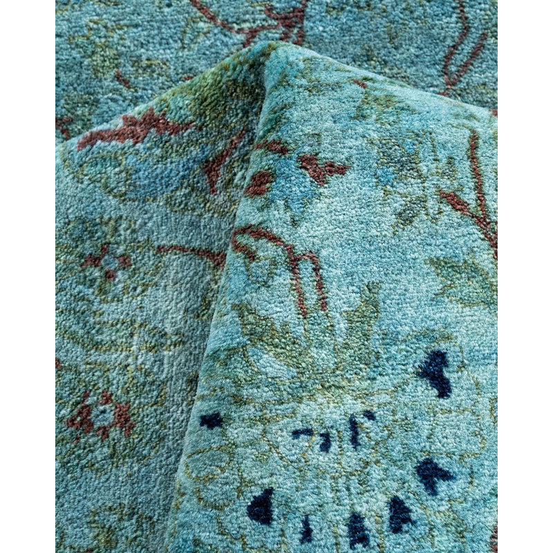 Overyed One-of-a-Kind Rectangle 4'1" X 6'5" New Age Wool Area Rug Blue/Gray/Brown