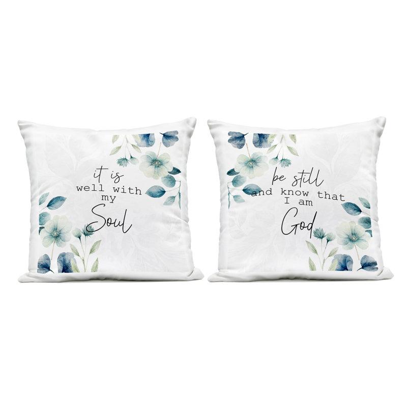 Ensemble de coussins 2 pièces Spiritual Proverbs with Flowers, par Kim Allen