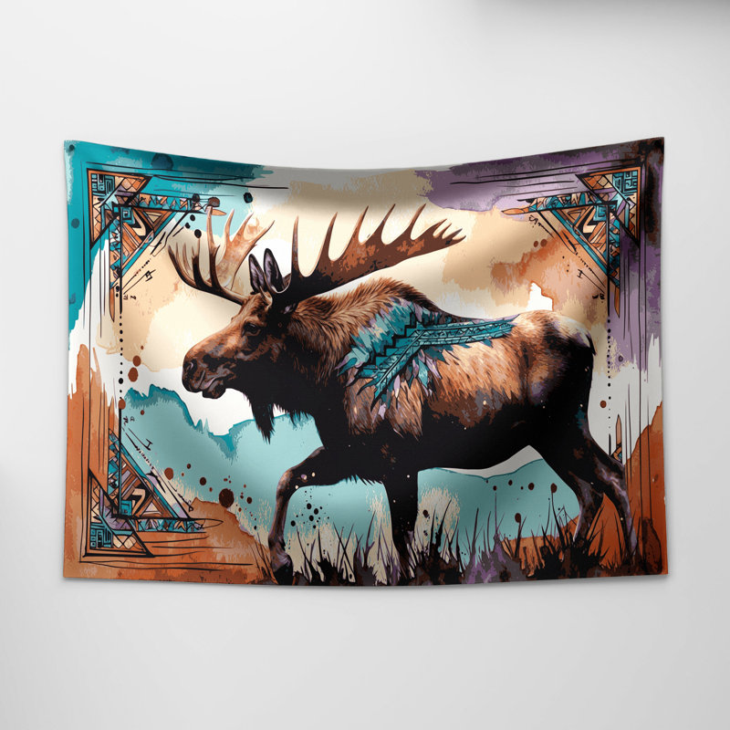 Tapisserie murale «Southwestern Animals Moose 37», 68 po x 80 po