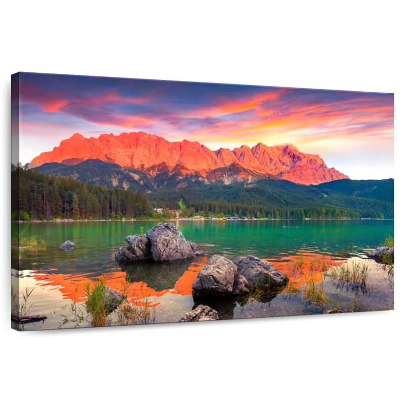 Scène de montagne Alvord Eibsee Lake, H 20 po x l 30 po