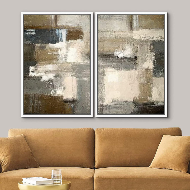 «Abstract Abstract Paint Effect», reproduction d'art sur toile, H 16 po x l 24 po x P 2 po, Toile encadrée flottée blanche