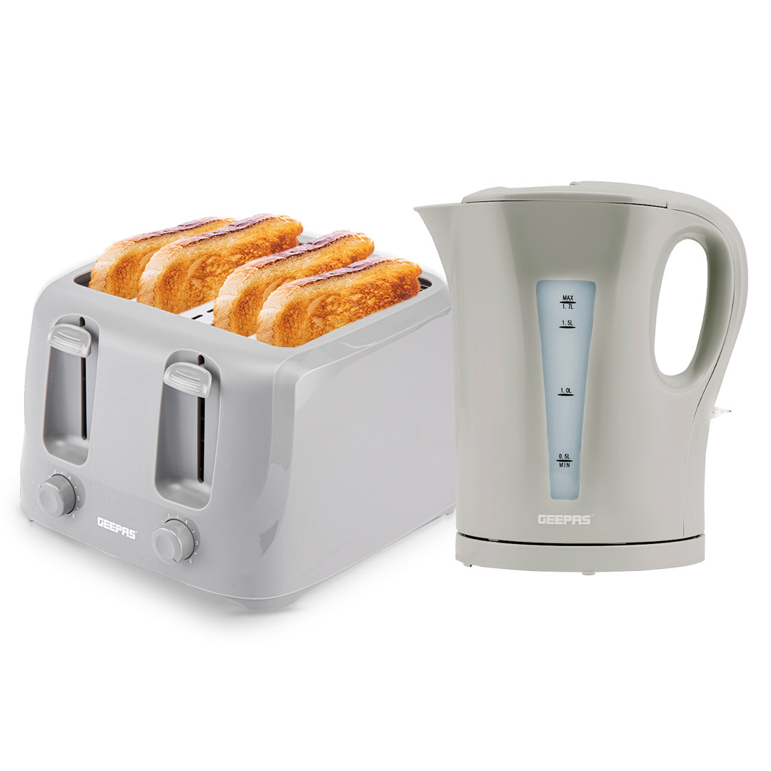 Geepas Unisex Grey Kettle & Toaster Set 2200W 1.7L 4-Slice Fast Boil 6 Browning Levels In - Image 6