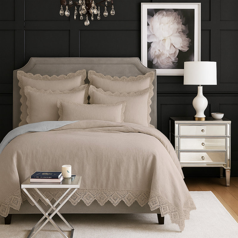 Ensemble de couvre-lit en coton naturel Elsie 6 pièces, Couvre-lit grand super + 5 pièces supplémentaire