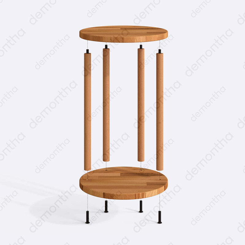 Oswin Solid Wood C Table, Round Beech Wood Side Table for Couch and Small Spaces