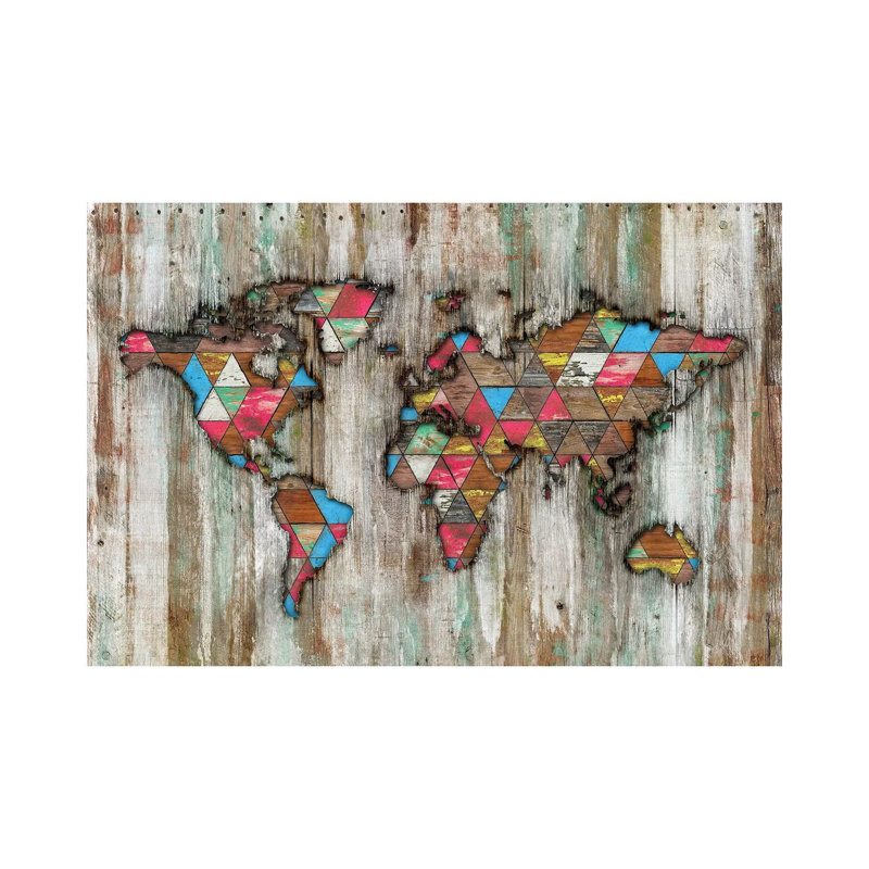 Rural World Map by Diego Tirigall - Wrapped Canvas Print, 20.32 cm H x 30.48 cm W