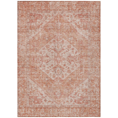 Stockholm Orange Washable Indoor-Outdoor Rug - 
