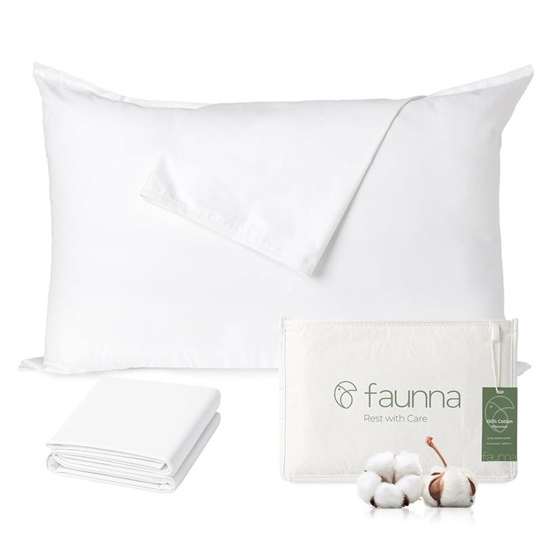 Taies d'oreiller anti-acariens FAUNNA, très grand, paquet de 2, blanc, King Pillow Case