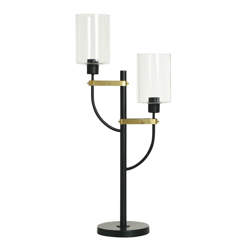 Deerica - Black & Gold Steel Table Lamp - Clear Glass Shade