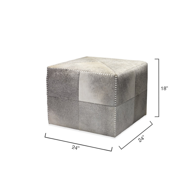 Square Pouf, Gray Hide