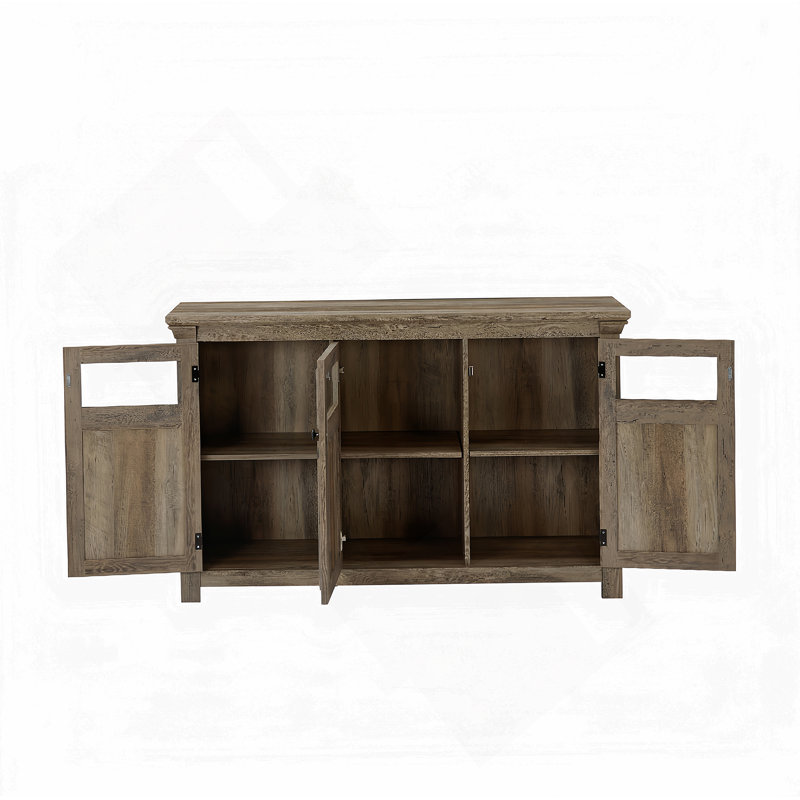 Buffet, armoire de rangement et meuble télé avec trois portes 52,99 Corrinn, H 35 po x l 53 po x P 15,35 po, Gris délavé