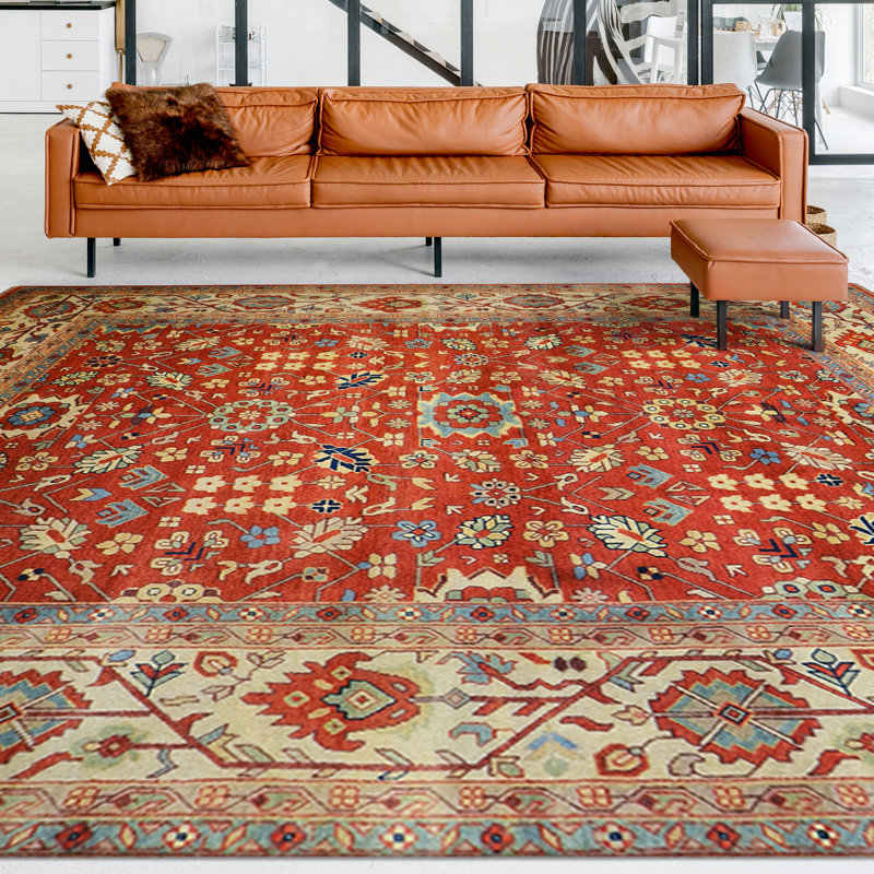 Oriental Area Rug in Rust/Beige/Brown, Rectangle 6' x 9'