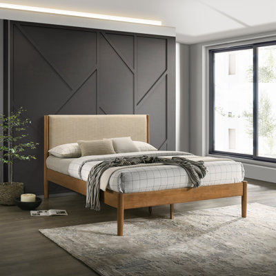 Grand lit plateforme en bois Ana avec pieds robustes