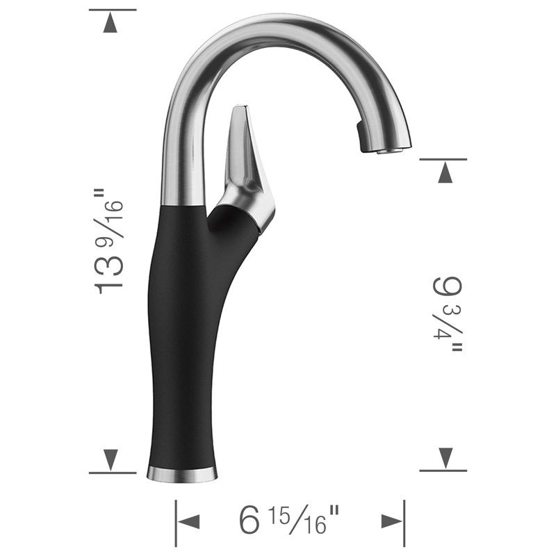 Robinet de bar rétractable à double jet Artona - PVD acier / noir charbon, Noir charbon, 1,5 gallons par minute