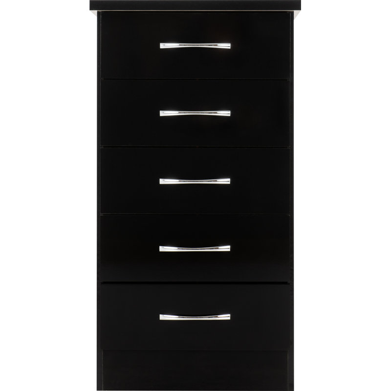 Kosie 5 Drawer Narrow Chest, Black