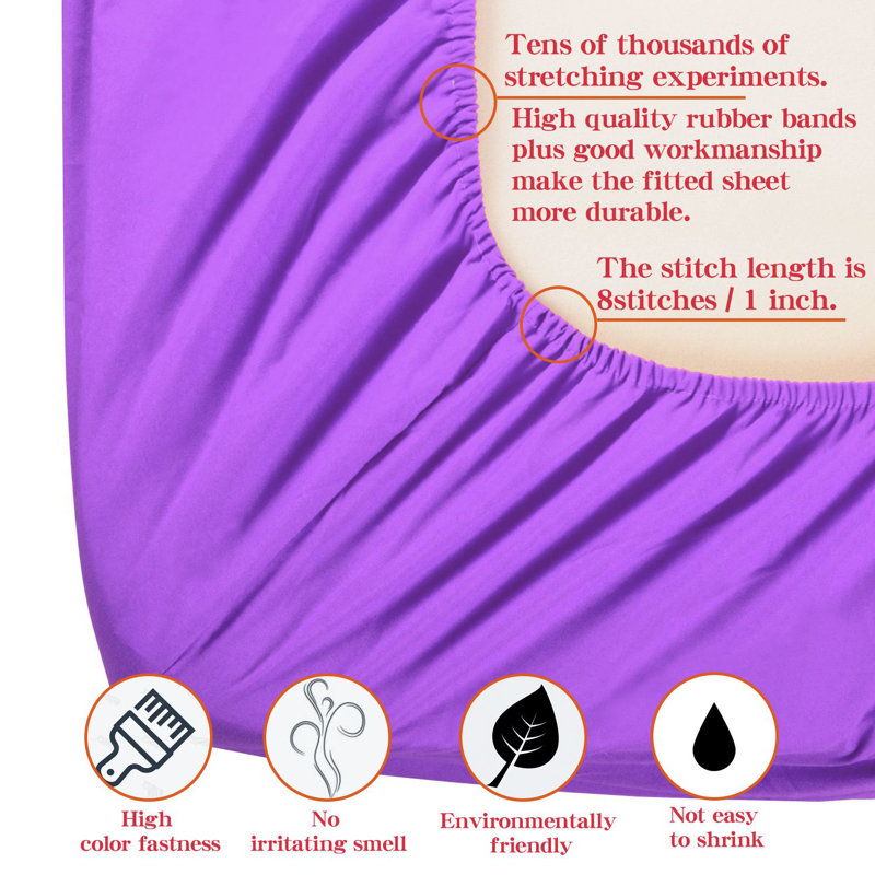 Bed Sheet Set, 1800 Brushed Microfiber Sheet Set with Deep Pocket - NTBAY, Twin Sheet Set with 1 Pillowcase, Purple
