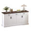 Table d'appoint cannelée 63 po, blanc, 4 portes, 3 grands tiroirs, commode de cuisine, tablettes réglables, poignées en métal, unité de rangement à bout rabattable, rangement spacieux, fonction coulissante en douceur-1011732172