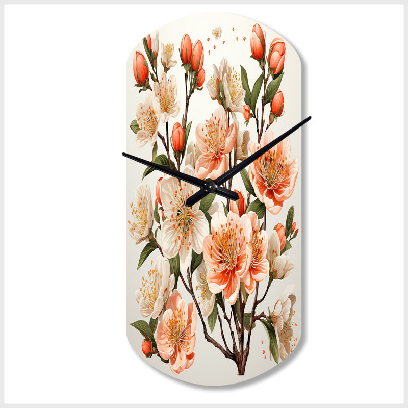 Horloge murale Peach Blossom Bliss IV, Grand