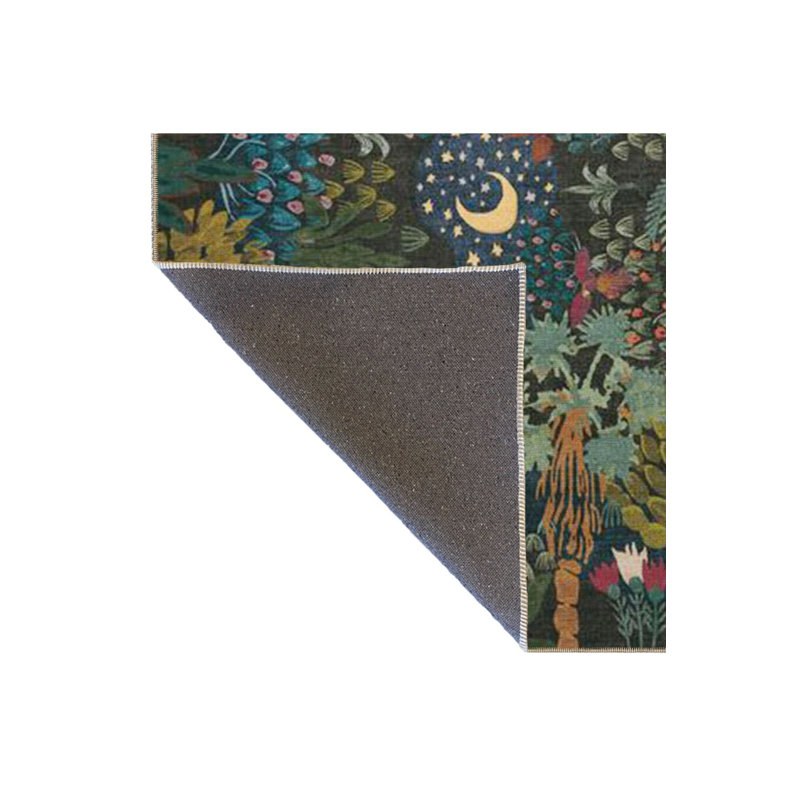 Tapis tissé à motif botanique lavable, Sous-tapis rectangulaire de 3 pi 3 po x 4 pi 11 po