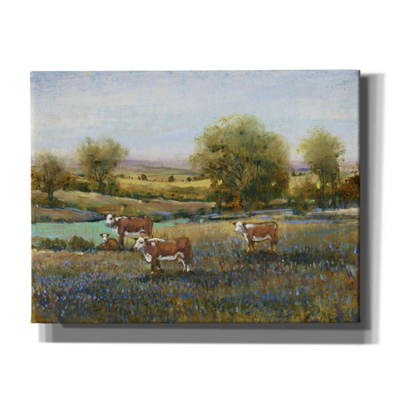 Art sur toile, «Field of cattles II» par Tim O'Toole, H 26 po x l 34 po x P 1,5 po