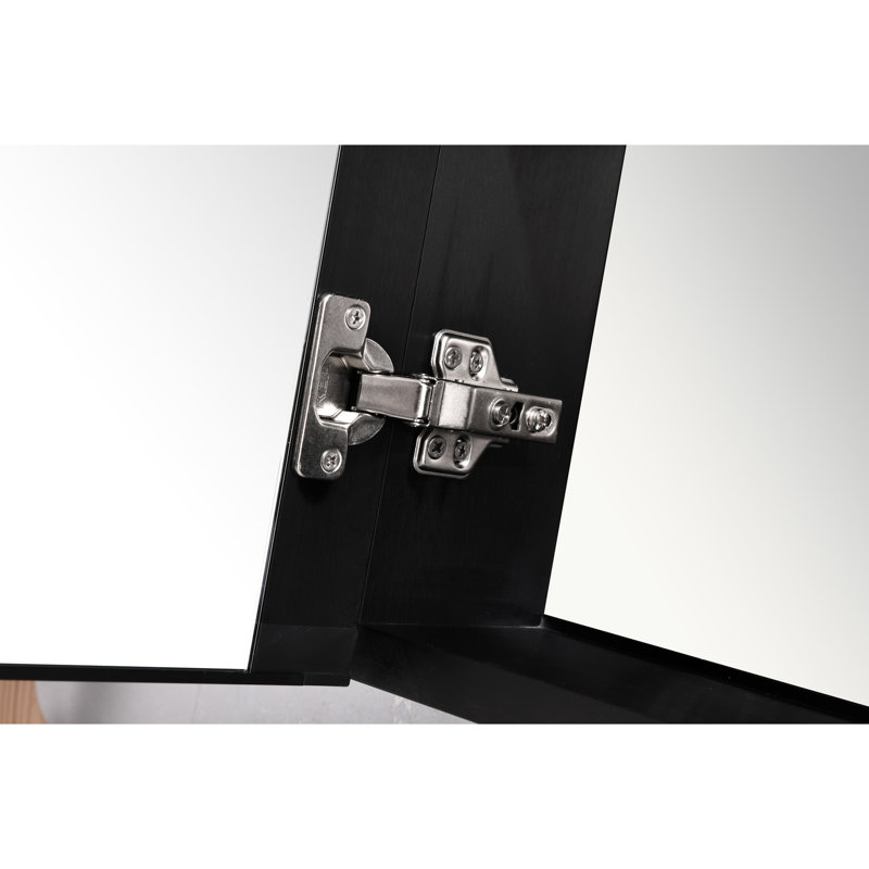 Armoire à pharmacie 18 po x 36 po - Noir mat, aluminium robuste, verre dur, capacité de rangement suffisante Armoire 18 x 36 avec verre rouillé - rangement spacieux, fixation murale