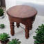 Devencove Solid Wood Side Table – Round Brown Top with Four-Leg Base, Perfect Accent Table for Living Spaces