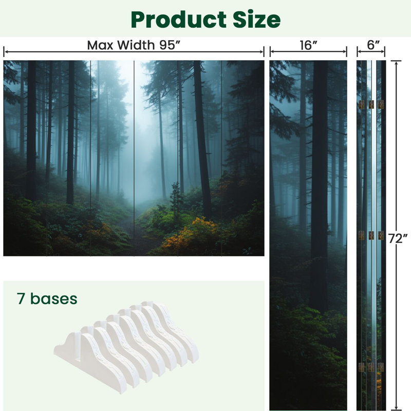 6 panneaux de paravents pliants Royal Misty Forest, 6, H 71 po x l 96 po x P 1 po
