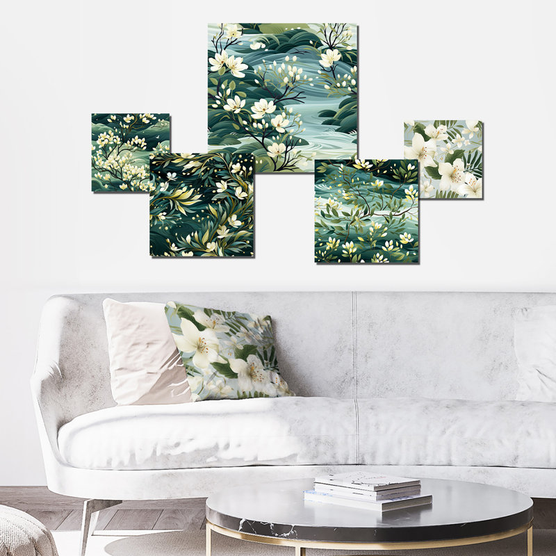 «Mangrove Serenity Tropical» - ensemble d'art mural floral de 5