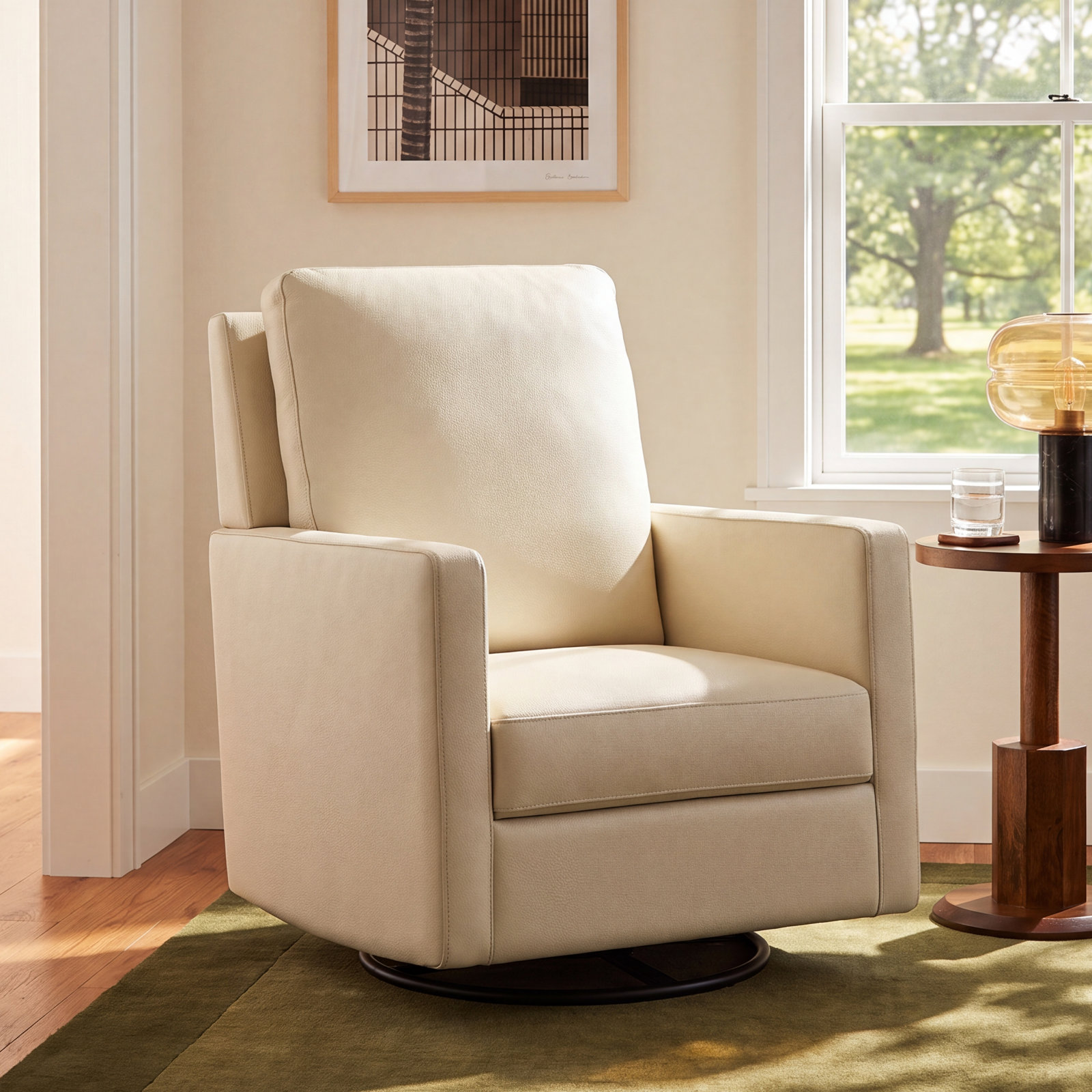 Calabasas Swivel Nursery Chair, Pearl Fabric