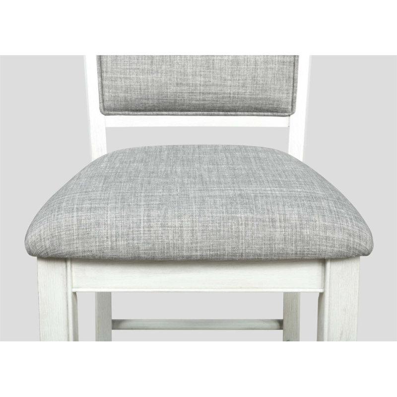 Chaise rembourrée en lin de style campagnard avec repose-pieds, ensemble de 2, pour salle à manger et bar modernes, Gris