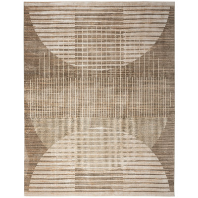 George Oliver Jeffs Machine Washable Latte Mid-Century Modern Indoor Rug
