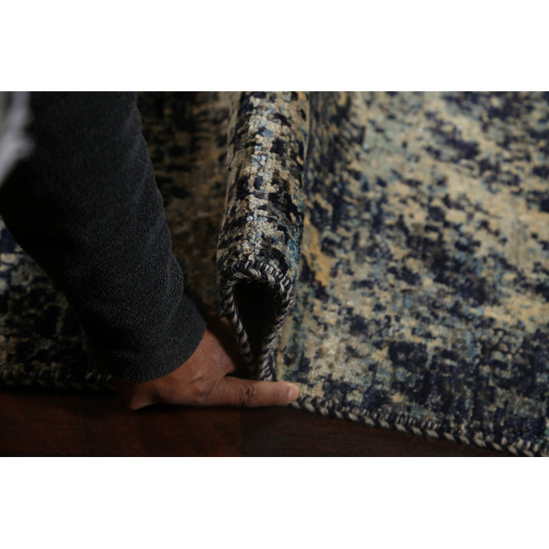 Tapis oriental contemporain unique et abstrait noué à la main 6 pi x 9 pi 2 po