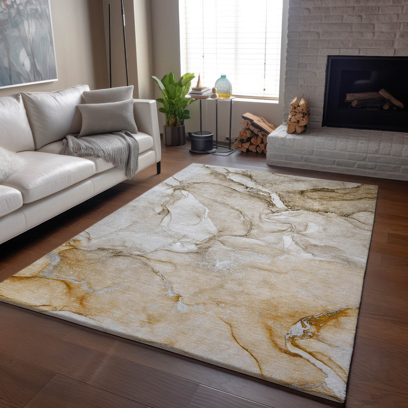 Premium Machine Washable Cerrito AMF516 Brown Rug, Rectangle 8' x 10'