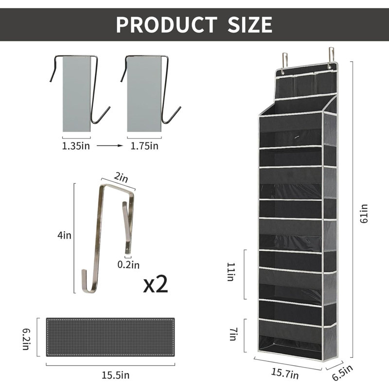 Opsincs Fabric Overdoor Organizer, Black