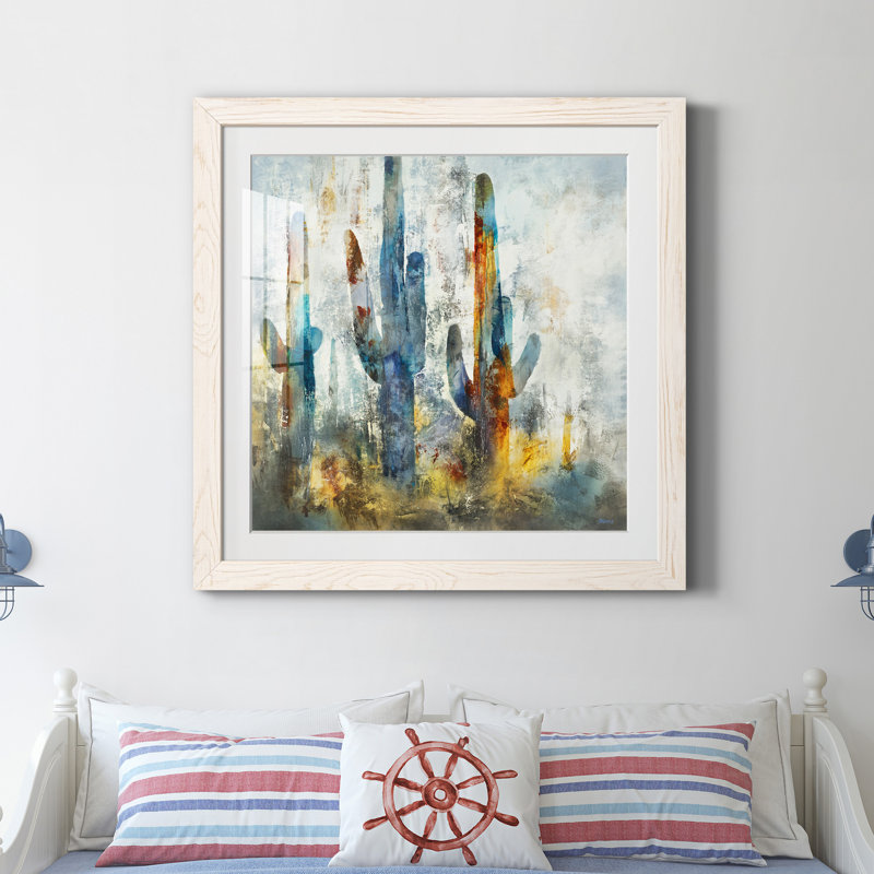 " Saguaro Forest " Painting Print, 35.5" H x 35.5" W x 1.5" D, White Framed