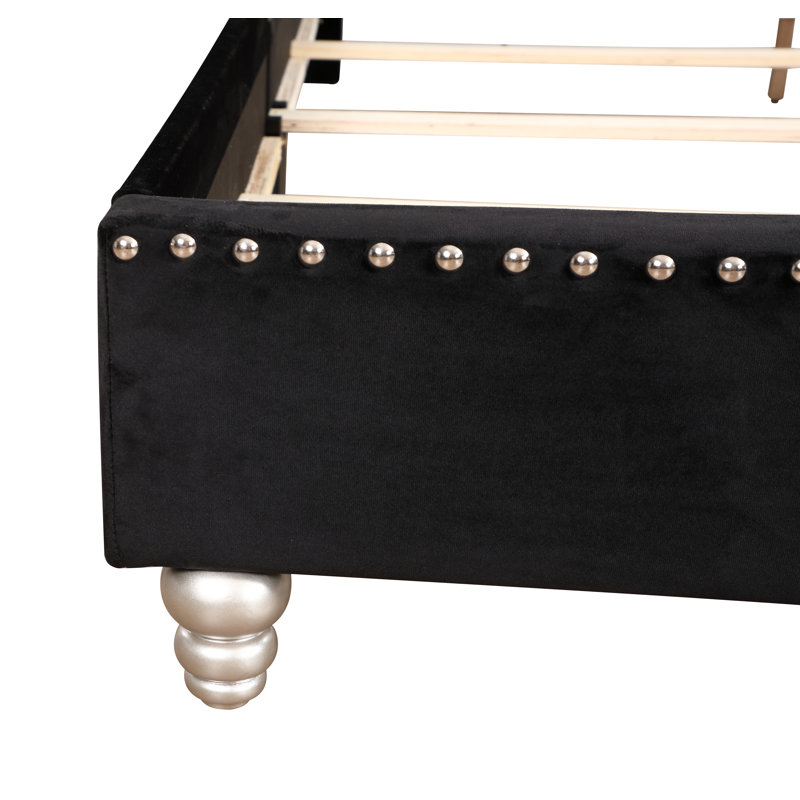 Kailyn Upholstered Sleigh Bed, Full, Black