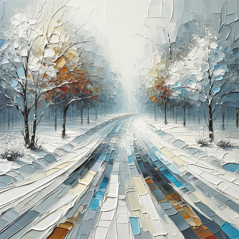 Winter's Palette: Abstrait texturé sur une impression sur toile, H 12 po x l 12 po x P 1 po