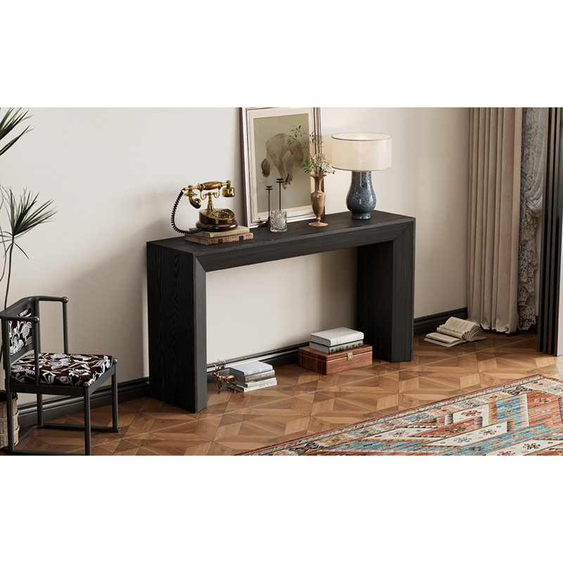 Console élégante avec foyer, plateau en placage de bois de haute qualité, polyvalente pour le couloir, le salon ou le vestibule | Idée de cadeau
