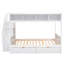 Lit simple superposé au dessus d'un lit double avec tablettes, escalier de rangement et 2 tiroirs, blanc - 3 pièces